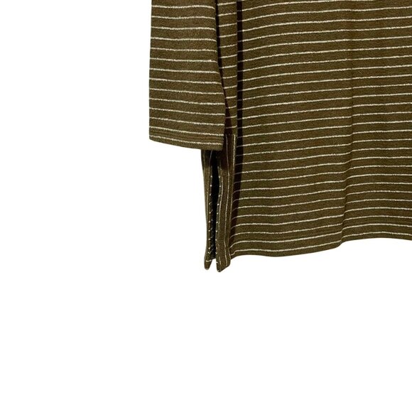 J. Jill Womens Size Medium Brown & White Striped Long Sleeve Boatneck Top - Picture 3 of 9